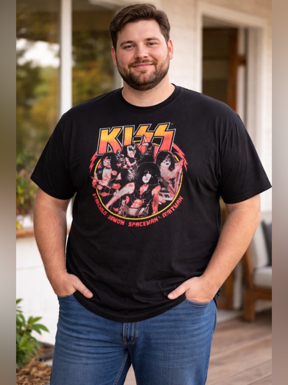 KISS Graphic Plus Size Logo Black Men’s T-Shirt Size 3XB